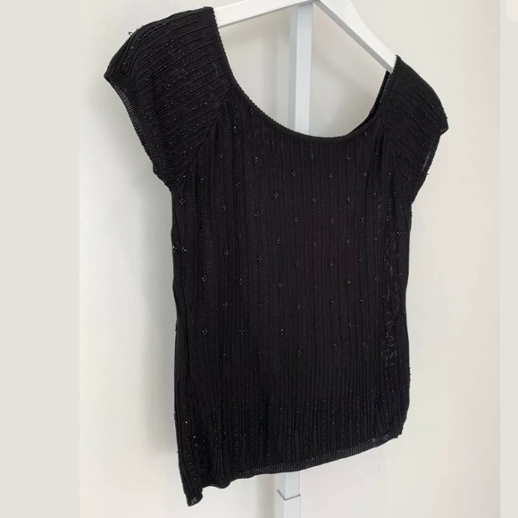 LAUNDRY BY SHELLI SEGAL BLACK EMBELLISHED KNIT TOP SIZE M - Picture 6 of 16